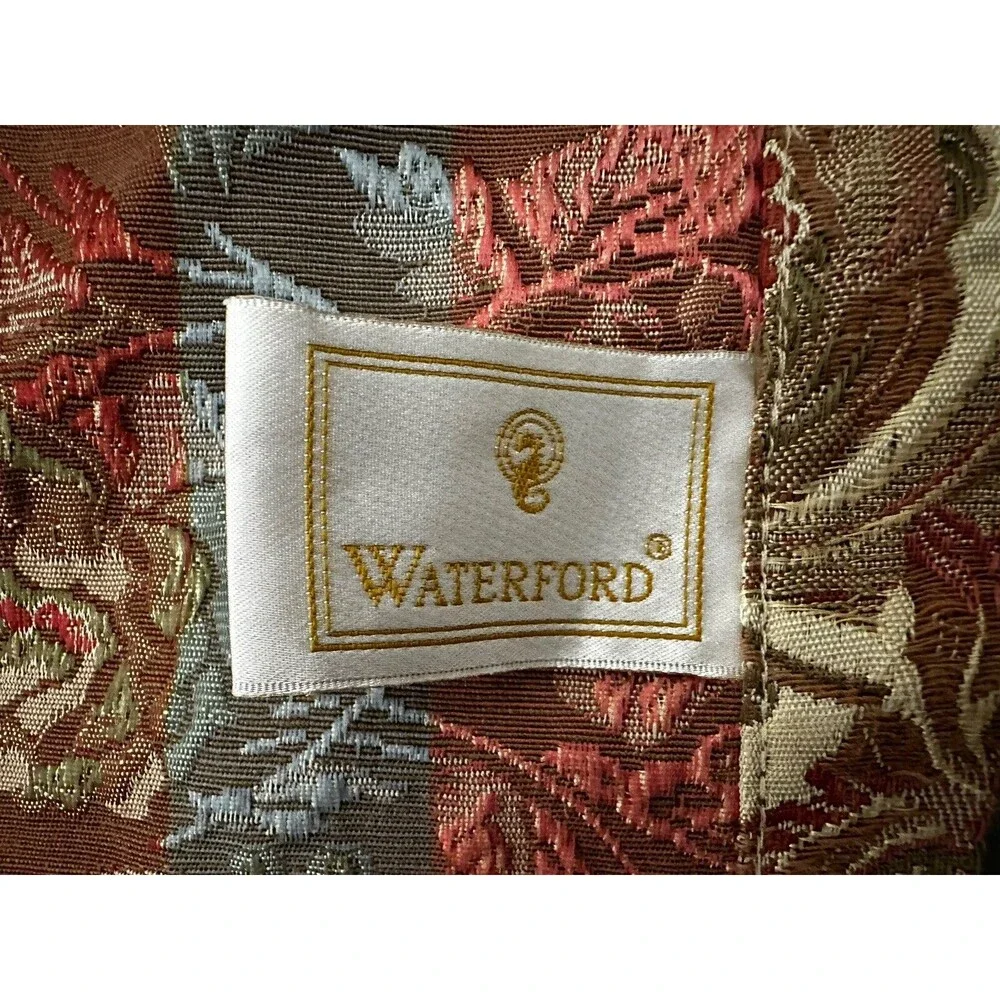 Waterford  Jacquard Fine Dinner Napkins Gold With Red Floral Large 20 X 20